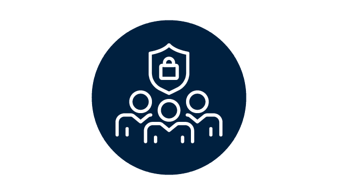 Three Figures Under Lock and Shield