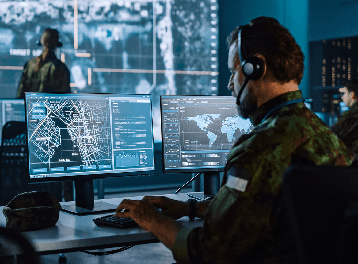 Military Man in an operations center
